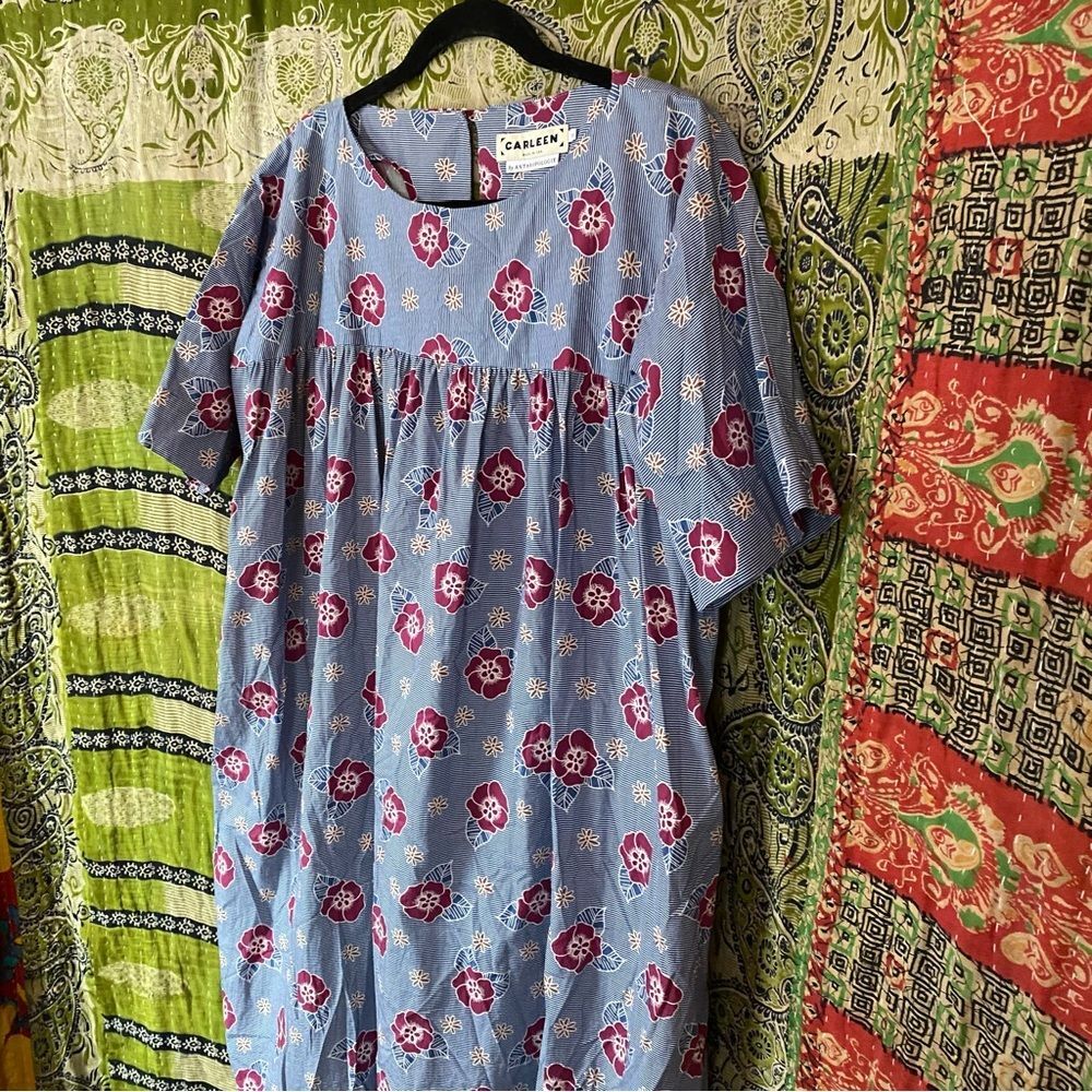 Carleen x Anthropologie Floral Michel Tent Tunic Midi Dress Size Extra Small - Picture 8 of 16